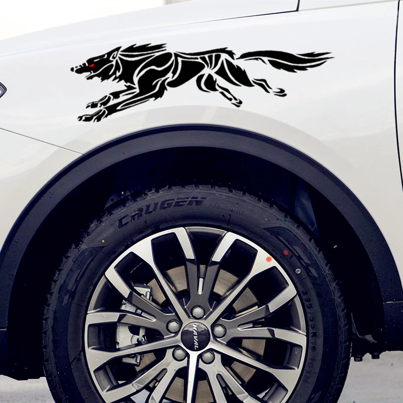 2PCS 50CM*14CM Wolf Running Animals Funny Creative Decoration Decals For Doors Auto Tuning Styling Vinyls D21