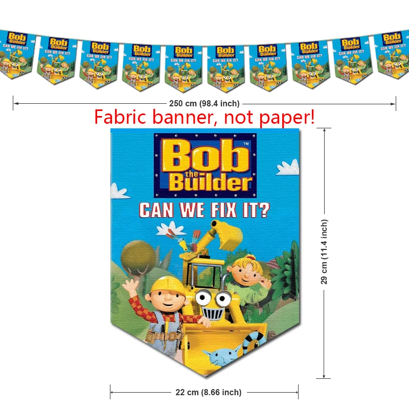 Bob the Builder Birthday Party Decorations, TV Show Theme, Favors Supplies, Banner, Cups, Straws for Toddlers