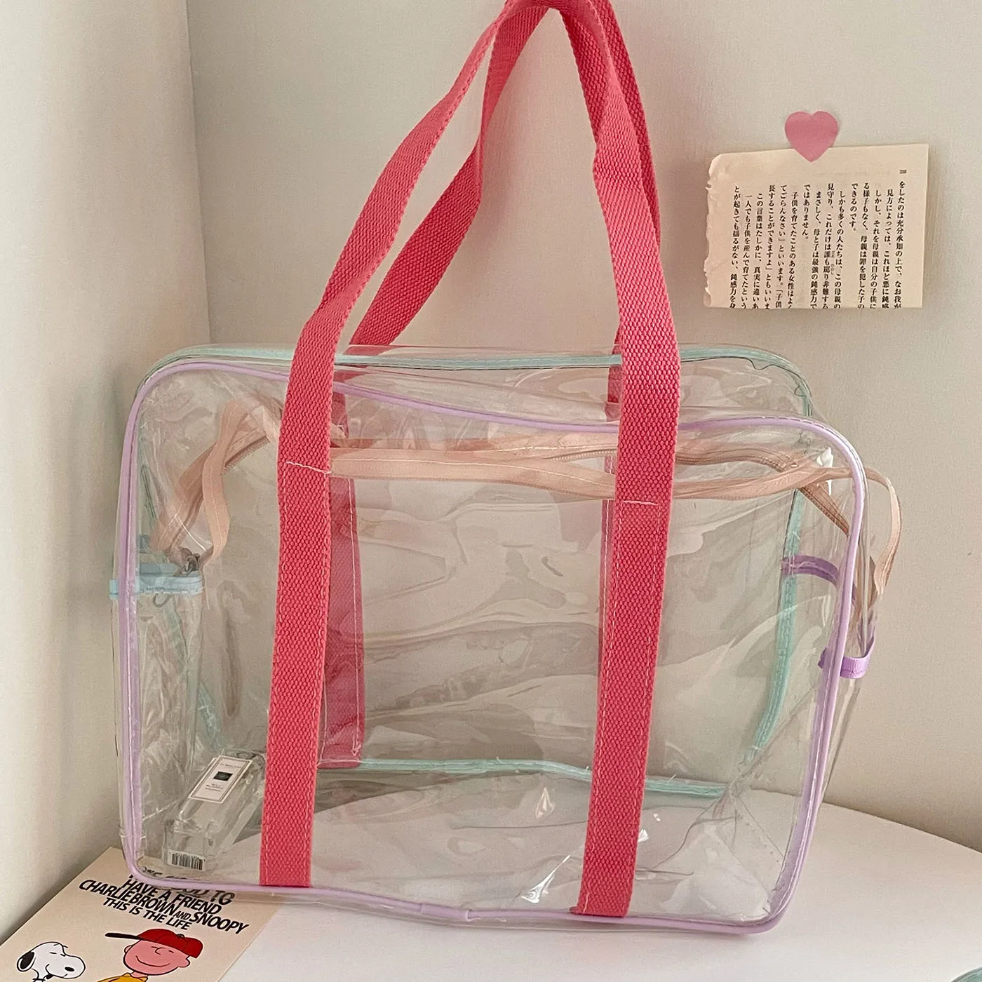 Transparent Bags Large Capacity Make Up Cosmetic Toiletry Storage Organizer Cases Zipper-up Waterproof Simple Patchwork Portable