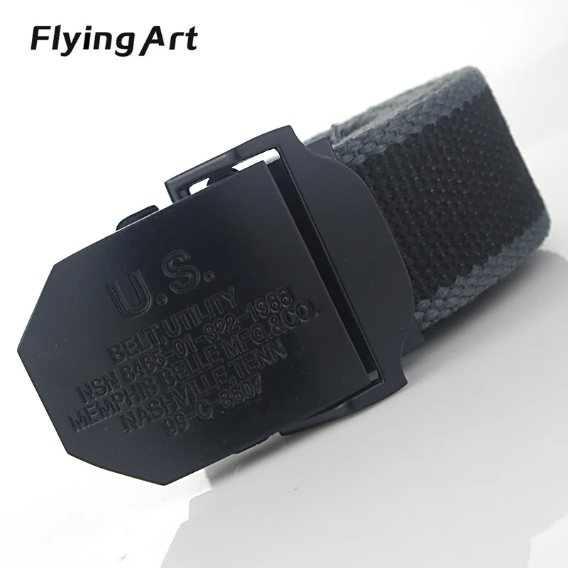 

Flying Art Luxury Black US automatic Buckle Men's Famous Brand belt knitted Outdoor sports Military tactical Training jeans belt