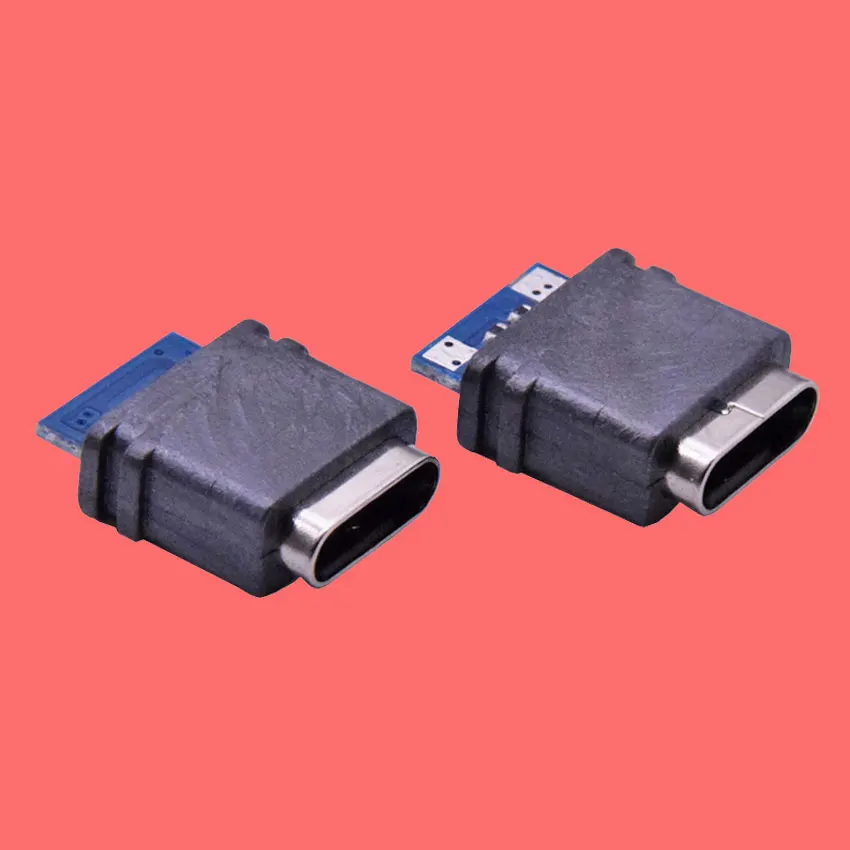 Cltgxdd 2~10pcs USB 3.1 Type-C Connector 16Pin 5A Waterproof Female Socket Double 5.1K Resistor Support Charging And Discharging