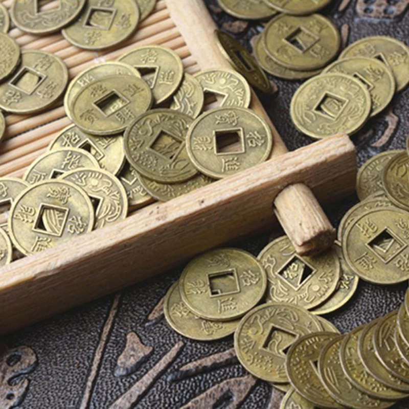 100pcs Antique Fortune Money Coin Luck Fortune Wealth Chinese Feng Shui Lucky Ching/Ancient Coins Set Educational Ten Emperors