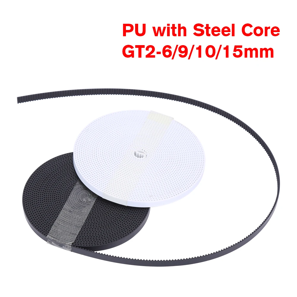 

GT2 Belt PU with Steel Core GT2 Belt 2GT Timing Belt Width 6mm 10mm for 3D printer parts Anti-wear Reinforce Open Belt