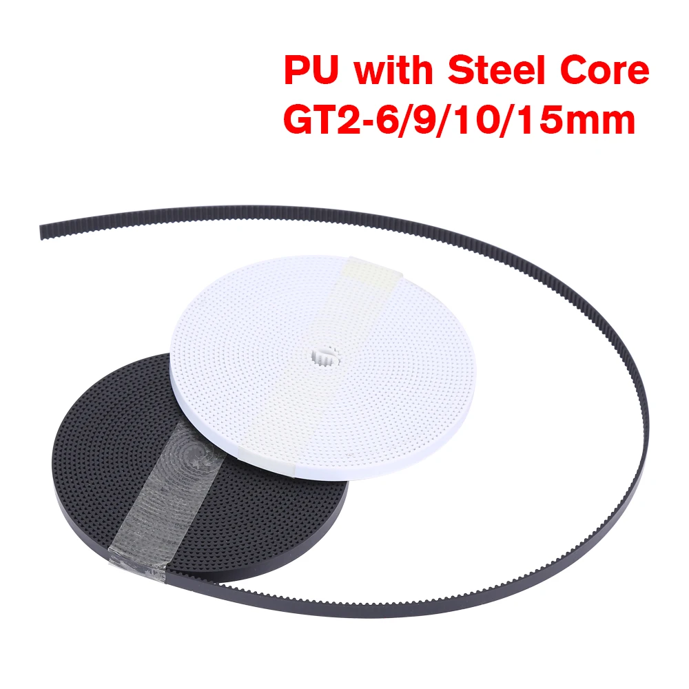 GT2 Belt PU with Steel Core GT2 Belt 2GT Timing Belt Width 6mm 10mm for 3D printer parts Anti-wear Reinforce Open Belt