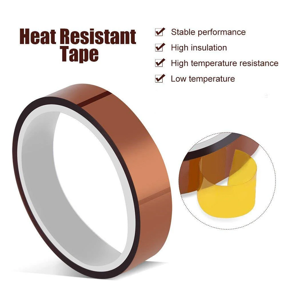 2 Rolls 10mmx33m High Temperature Tape Pi Film Heat Transfer Insulation Tape For Electronics Masking No Residue