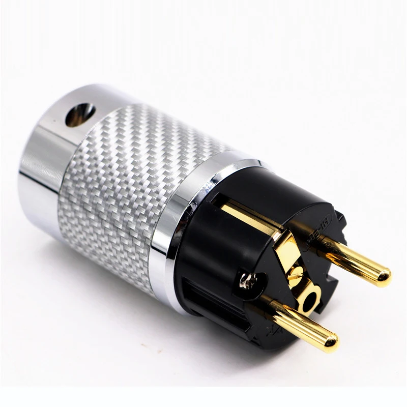 

HI-End Carbon Fiber Schuko Audio Power Plug Gold Plated EU Male Connector HIFI Power plug NCF European Power Connector