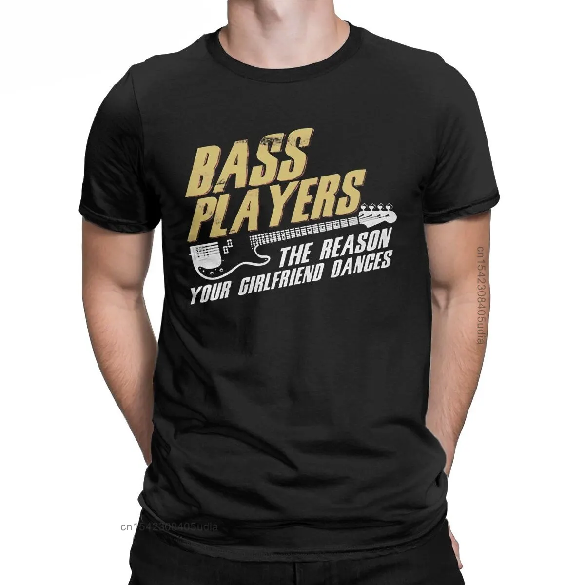 Men Bass Players Dances Graphic T Shirts Music Guitar Pure Cotton Tops Casual Crew Neck Tee Shirt for Men Printed T-Shirt