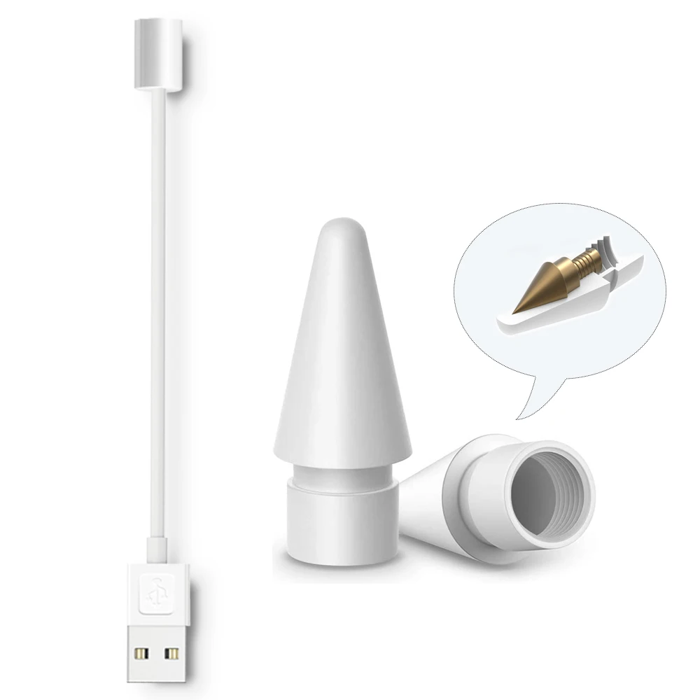 Magnetic Charging USB Cable 1 Pc  for Peilinc Pen, for Apple Pencil Tip & Peilinc Stylus Nib 2 Pcs