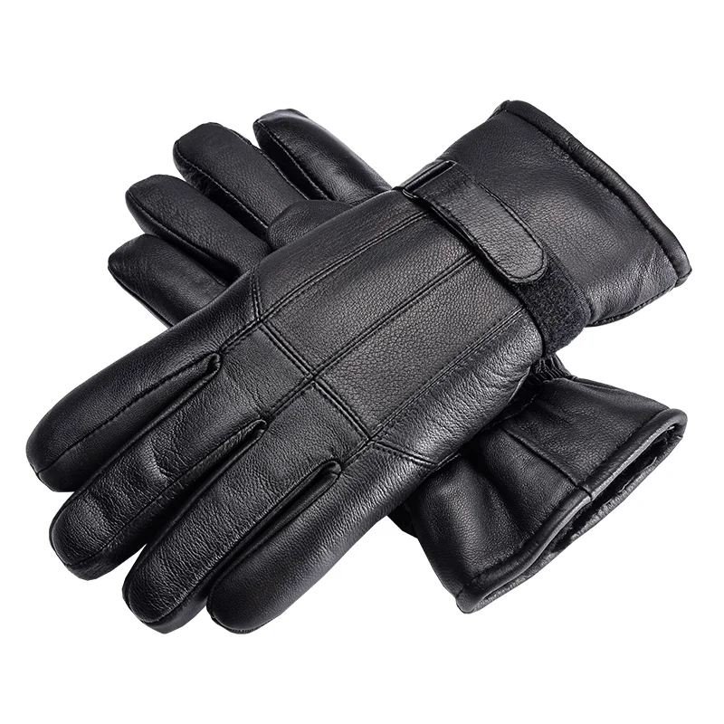 Super Warm Gloves for Men New Winter Men's Genuine Leather Gloves Male Outdoor Natural Fur Motorcycle Gloves Thick Waterproof