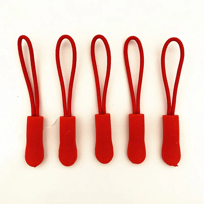 10pcs Red zipper PU zipper handle injection zipper PCV Drawstring head