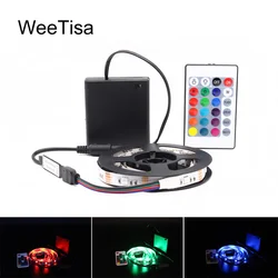 Ribbon RGB LED Strip Battery Operated SMD 5050 Tape Lights Waterproof IR RF Remote Control 4AA Battery Powered Fita LED Stripe