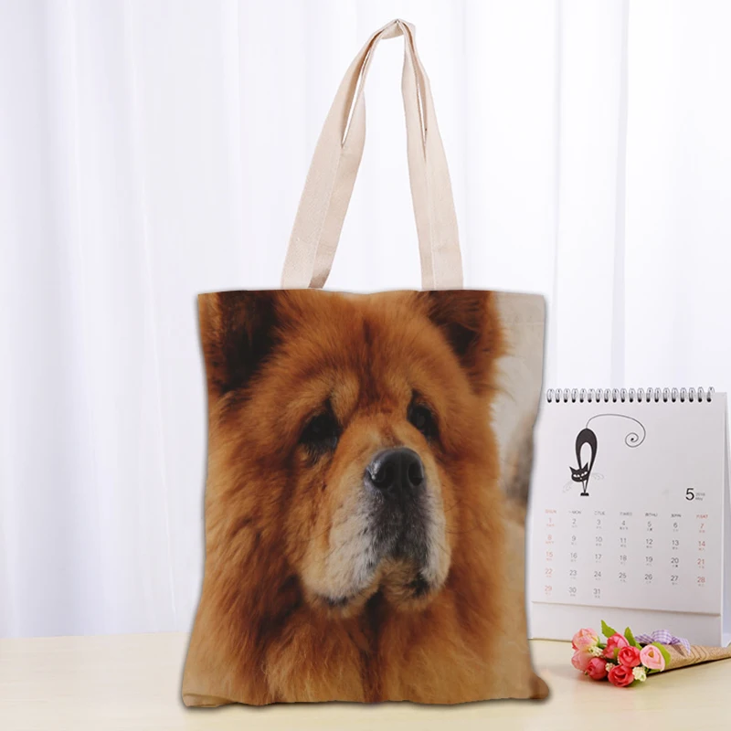 Bolso de mano personalizado con diseño de perros y animales, bolso de lona reutilizable para mujer, bolso de hombro, bolsas de compras de lona plegables