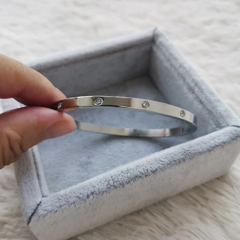 Beautiful Lovers Bracelets Woman Stainless Steel Bangles Bracelets Cubic Zirconia Golden Woman Jewelry Gifts image 3