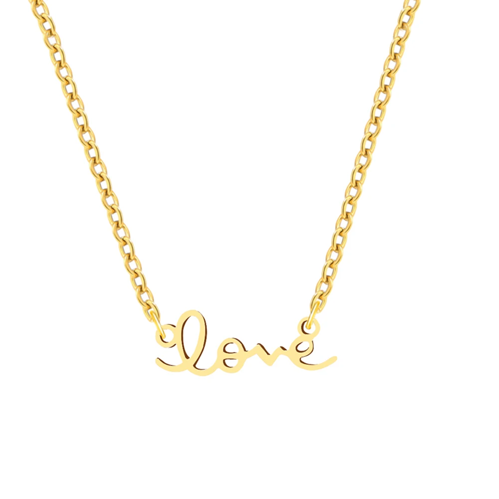 Stainless Steel Necklaces Love Letters Pendant Chain Collar Kpop Charm Fashion Necklace For Women Jewelry Party Gifts One Piece