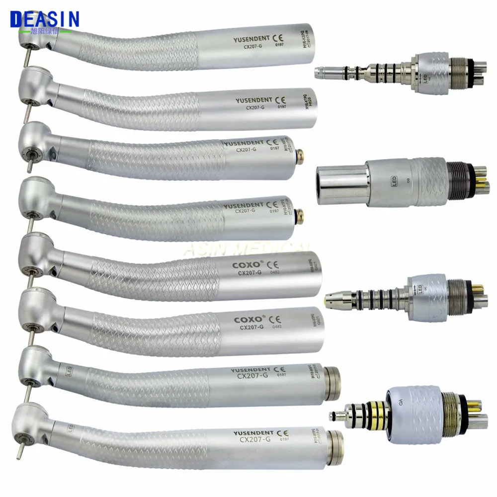 

COXO Dental LED Fibre Optic High Speed Handpiece CX207-G Dental Air Turbine Coupling 6Holes Coupler/Adaptor Handpiece