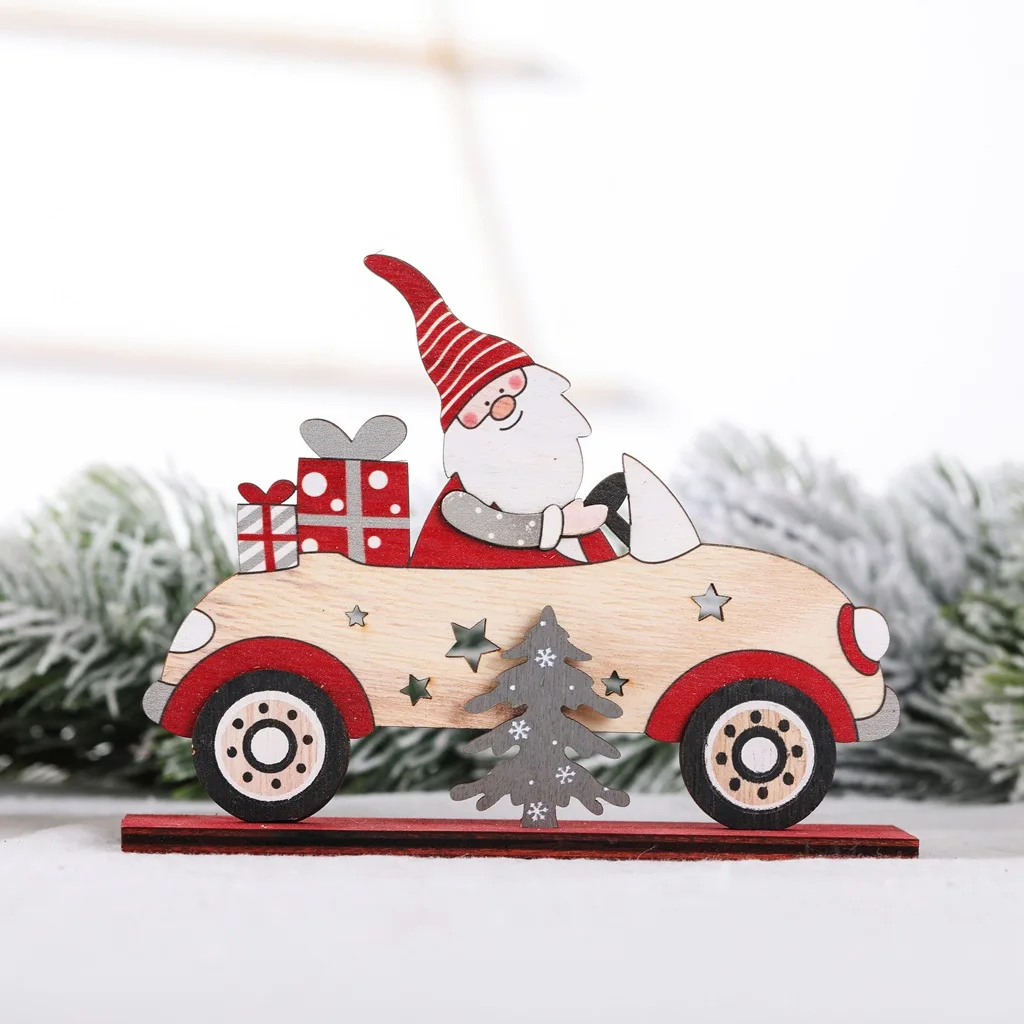 

New year christmas tree toys Wooden Car Christmas ornaments Pendant Christmas home decoration Xmas gift navidad natale