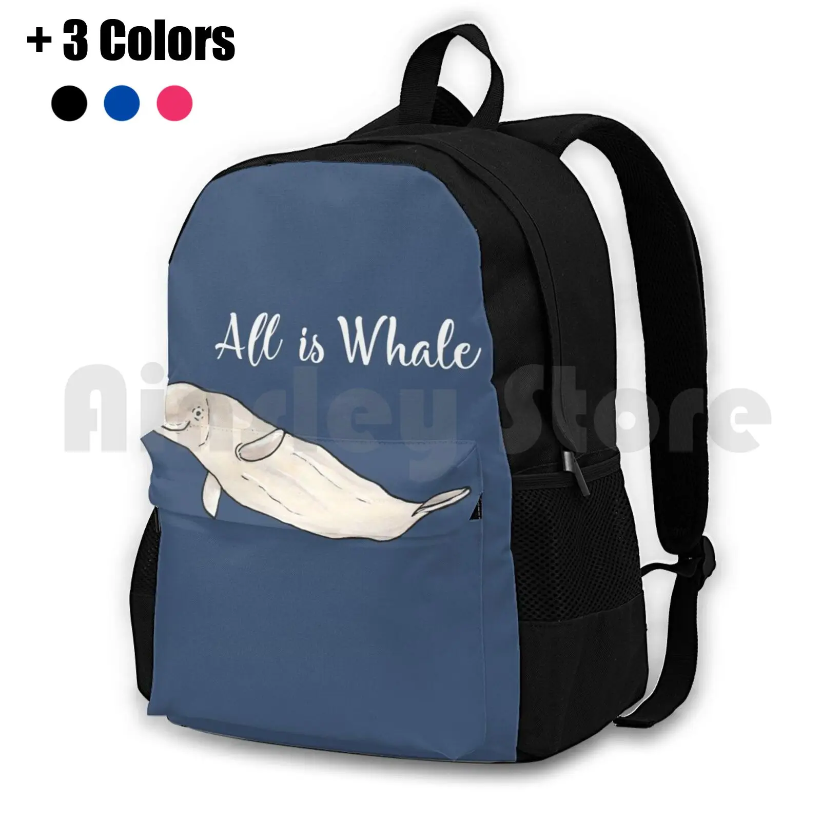 Beluga Whale-Animal Series Outdoor Hiking Backpack Waterproof Camping Travel Beluga Whale Dolphin Beluha White Ocean Sea