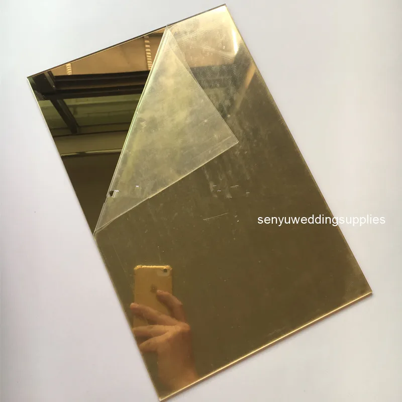 30pcs)Acrylic Mirror Sheet 20x40x2mm Rectangle Gold Wall Miroirs Home Bedroom Wedding Decoration senyu1929