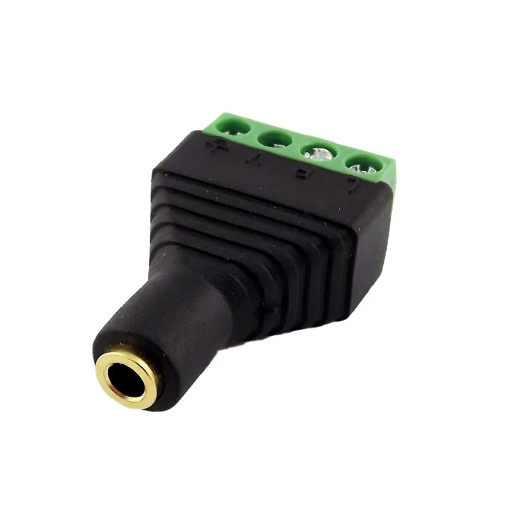 1x Gold Plated Connector 3.5mm Female 4 Poles Socket To AV Screw Audio Video Balun Terminal Adapter