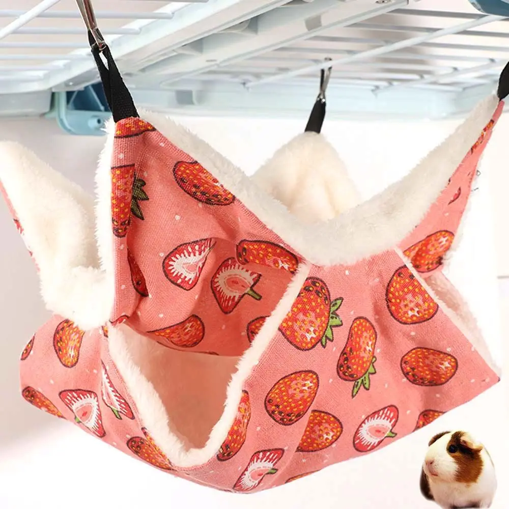 

Warm Winter Double-layer Plush Pet Cage Accessories Rat Bed Guinea Pig Hideout Hanging Hammock Hamster House