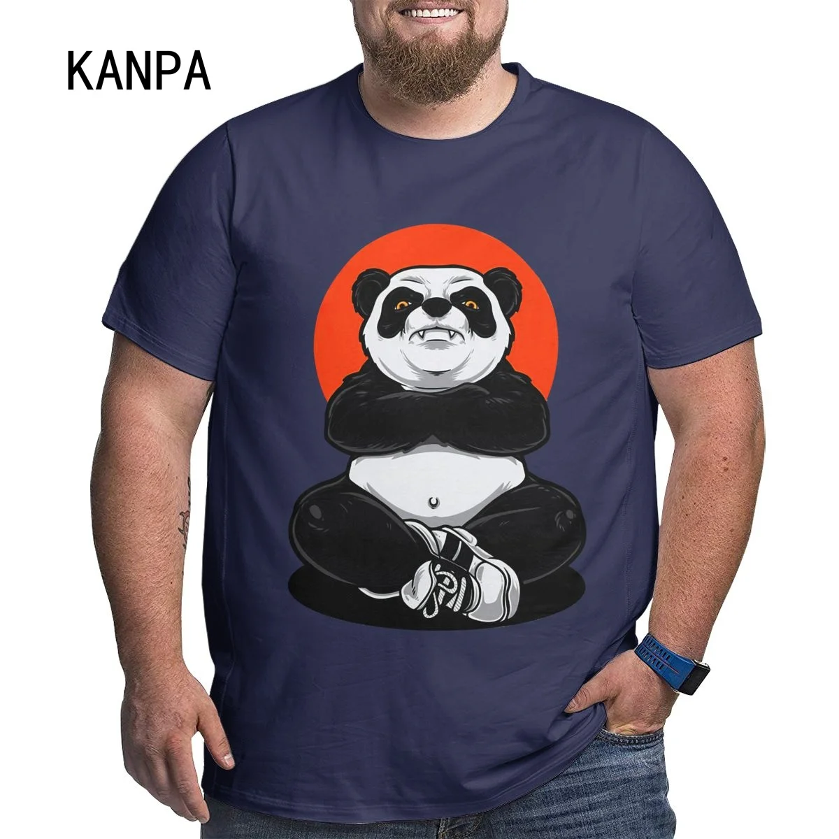 

Men Plus Size T Shirts Printing Indignation Panda Short Sleeve Breathable Tops Tee Summer Large Loose Tees Blue 6xl 5xl