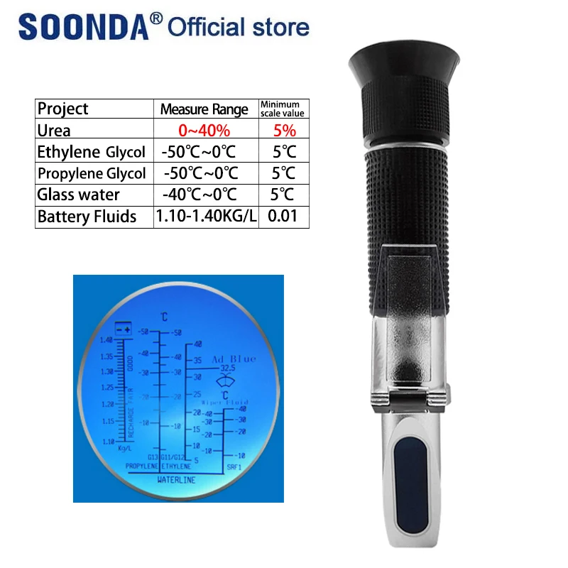 Automobile Urea Concentration Meter Glass Cleaner Antifreeze Freezing Point Meter Cell Battery fluid Specific Gravity Tester