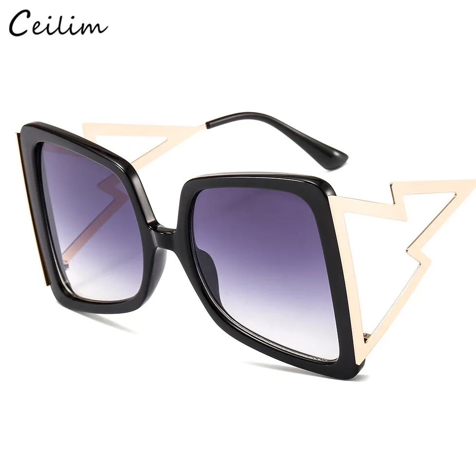 Fashion Oversize Bow Shape Square Sunglasses for Women 2024 New Luxury Brand Big Frame Gradient Sun Glasses Female Summer Shades