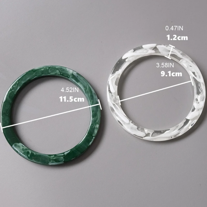 Fashion 2pcs Ring Design White Green Resin Purse Handle for Bag Making Handles Replacement DIY Crafts Women Girls Bags Parts