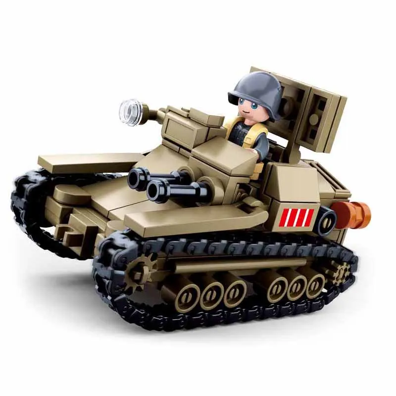 SLUBAN World War 2 Military Humber MK2 Armored Car Model MOC Building Blocks WW2 Army Vehicle Soldier Bricks Classic Kids Toys