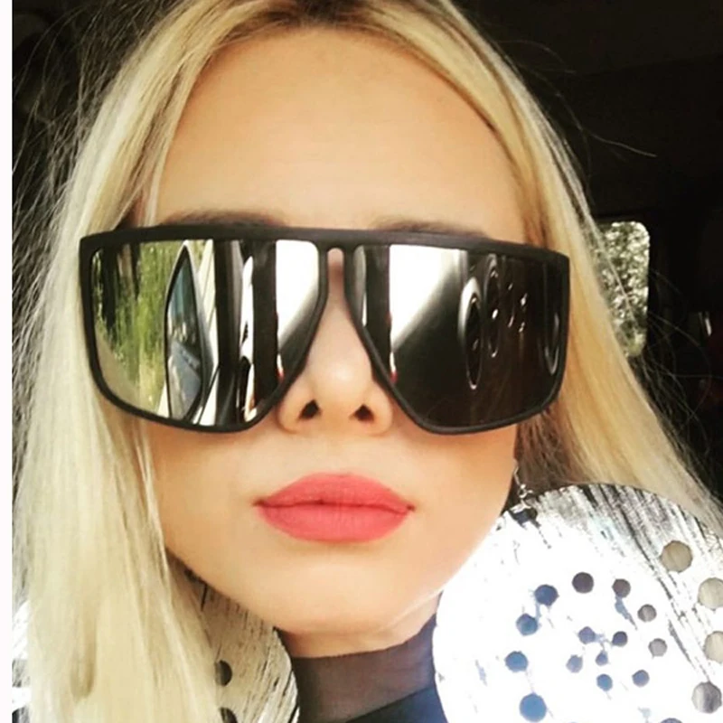 

MIZHO Fashion Steampunk Vintage Retro Sun Glasses Women Oversized Silver Celebrity Sunglasses Black Men UV Brand Designer