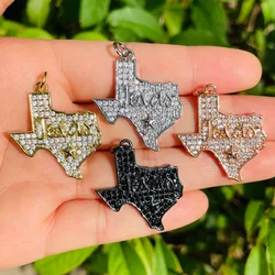 5pcs Zirconia Pave Lone Star Texas State Map Charm Pendant for Women Bracelet Necklace Bangle Making Jewelry Accessory Wholesale