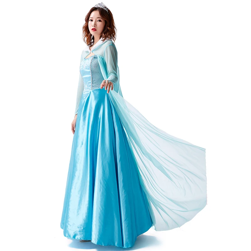 Carnival Halloween Birthday Party Elsa Anna Princess Costume Deluxe Fashion Snow Queen Lace Cape Cosplay Fancy Party Dress