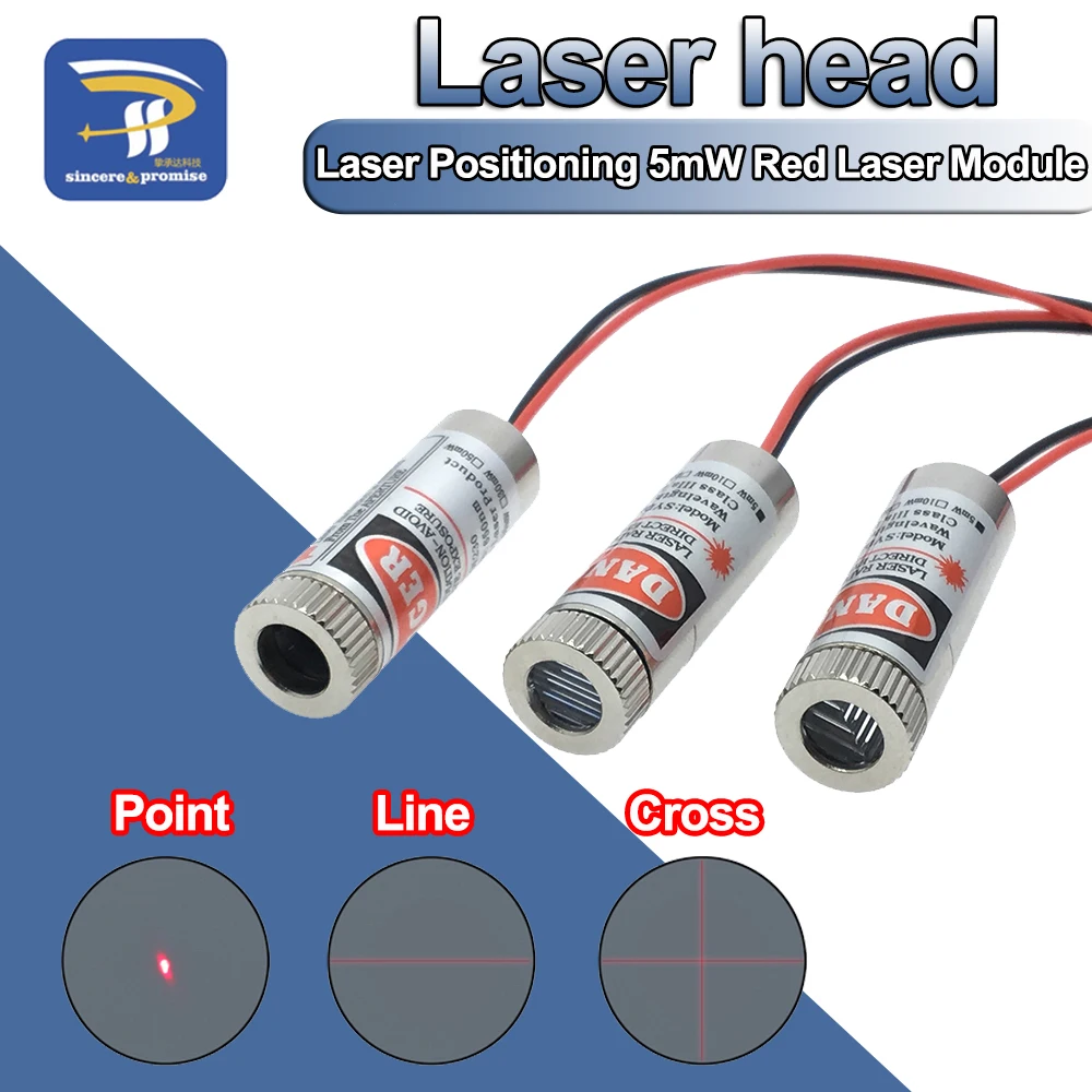 650nm 5mW 5V Red Point / Line / Cross Laser Diode Module Head Glass Lens Focusable Focus Adjustable Industrial Class