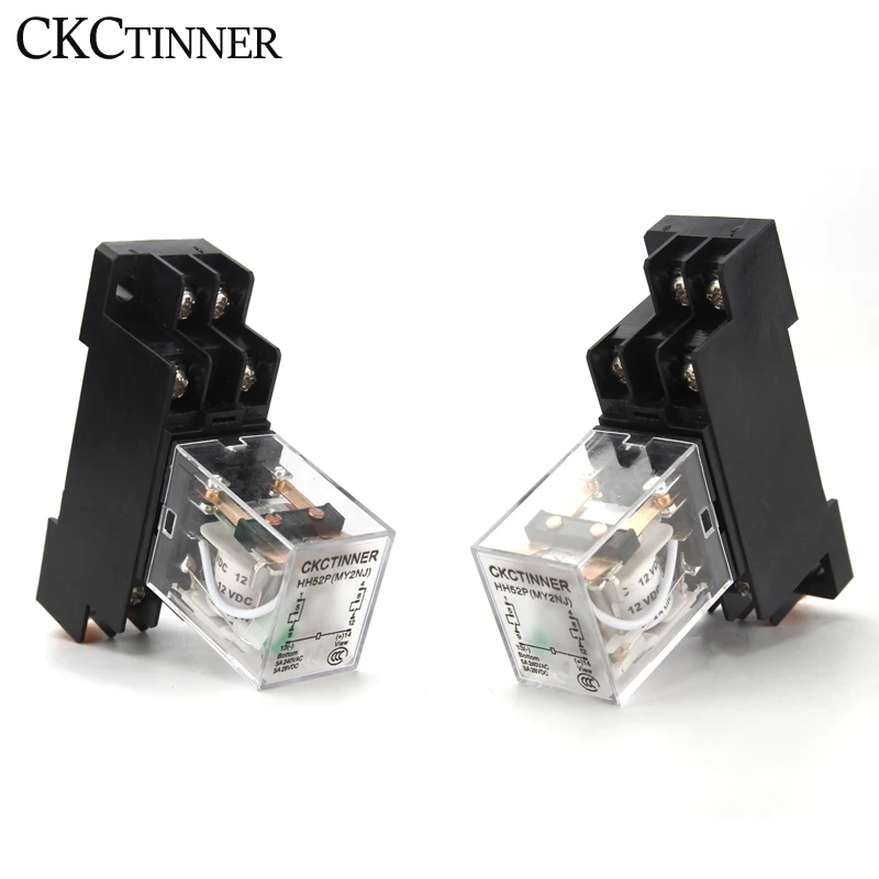 1pcs Intermediate relay HH52P MY2NJ Plug-In Relay DC AC12v 24v AC110v 220v 380V 5a Silver Contact PYF08A 8pins Relay Socket