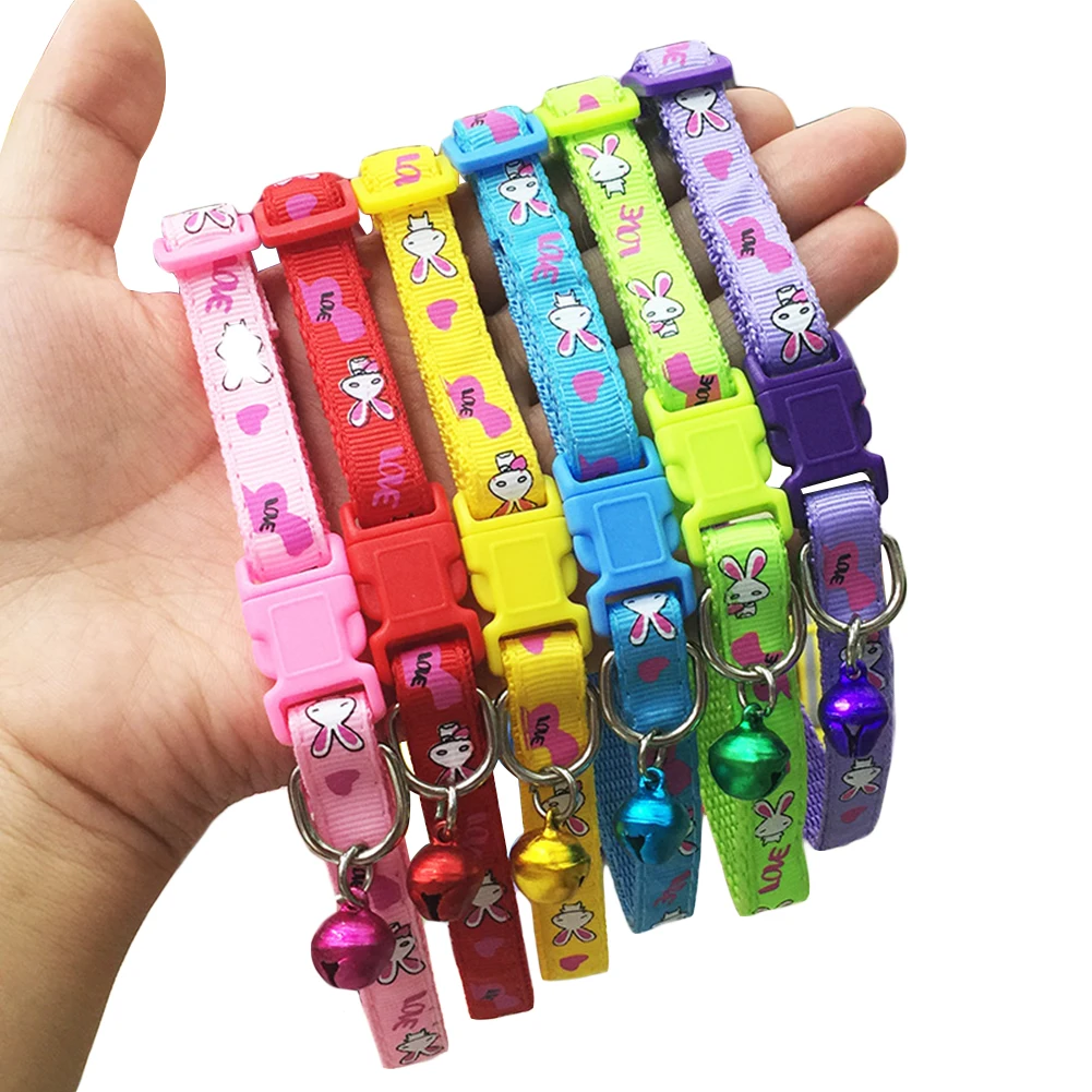 Cute Pet Cat Collar Cartoon Animal Rabbit Printed Quick Release Buckle Polyester Cat Puppy Dog Collar Necklace