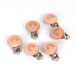 5Pcs Wooden Rainbow Bear Flower Cart Heart Shaped Bird Elephant Round Star Clip Free DIY Baby Natural Pacifier Chain Accessories