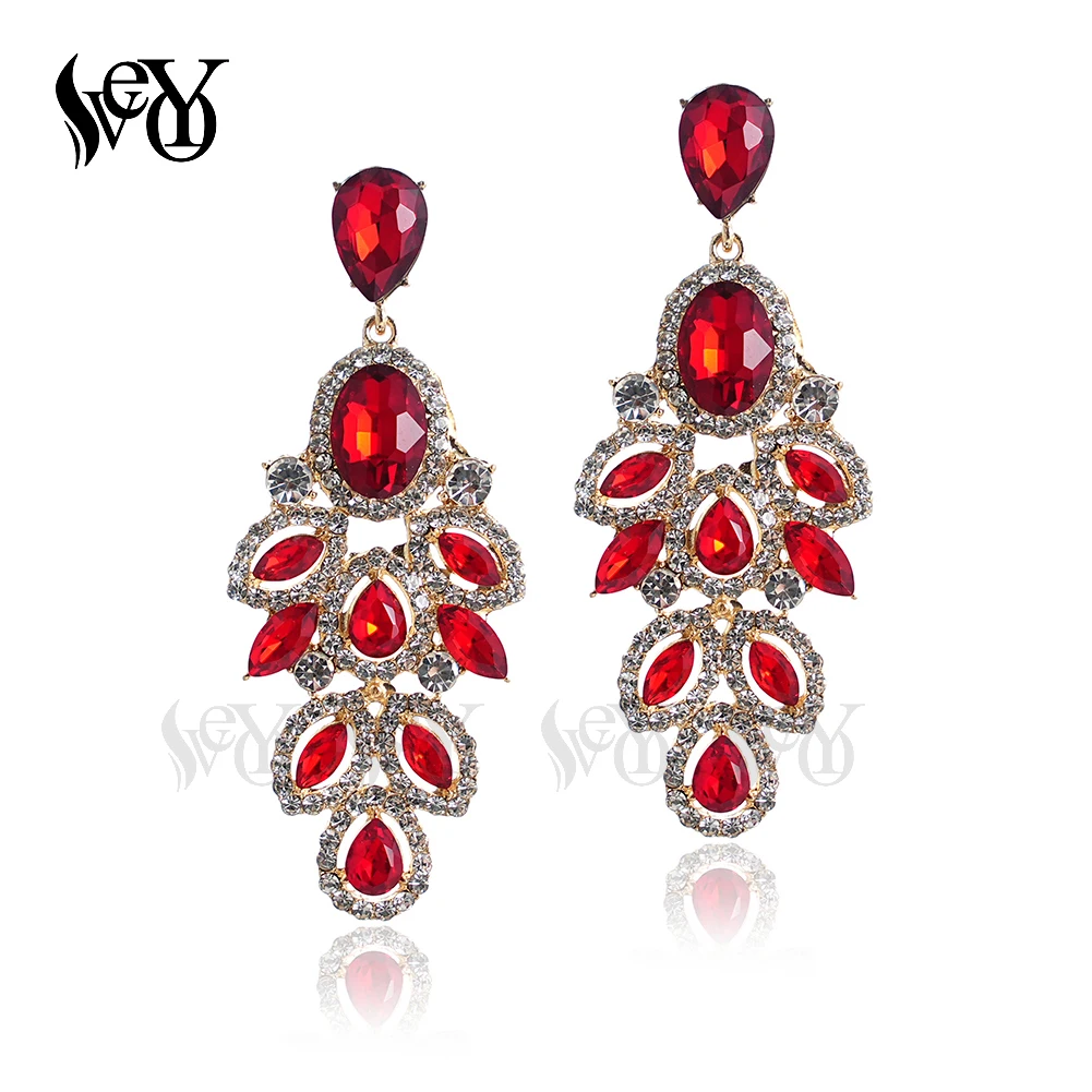 VEYO Vintage Crystal Drop Earrings Elegant Hollow Party Earrings For Women Fashion Jewelry Gift New