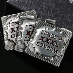 Metal Stainless Steel Silver Black Color Flavor Condom XXXL Shaped Belt Buckle Men's Jeans Decorative Accessories Holiday Gifts
