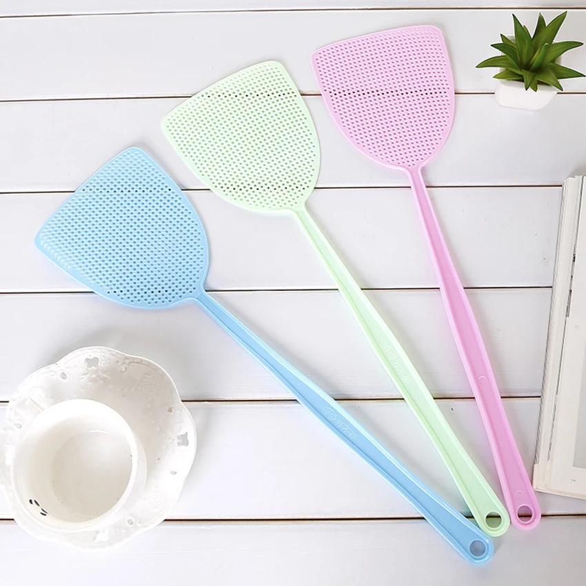 Plastic Fly Swatters  Flexible Long Handle Manual Swat Flies Striking Fly Swatters Home And Kitchen Helper