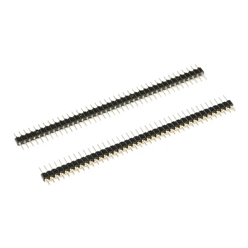 5pcs 40Pin Connector Header Round Needle Gold Plated 1x40 Golden Pin Single Row Male 2.54mm Breakable Pin Connector Strip