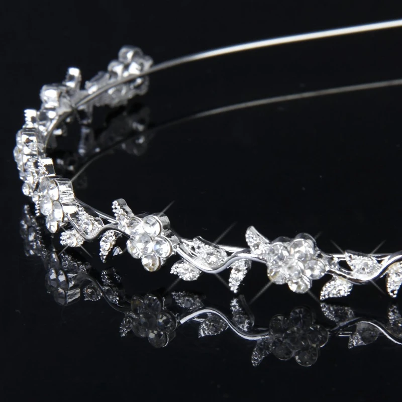 Bridal Bridesmaid Flower-Leaf Pattern Headband Wedding Tiara