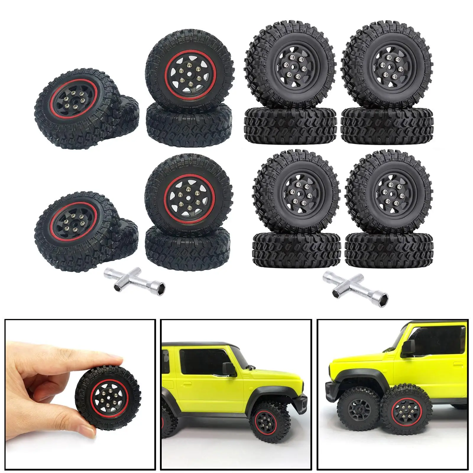 4Pcs 1/16 RC Rubber Tires for Xiaomi Xmykc01cm Jimny RC Hobby Car Vehicles Accessories Parts