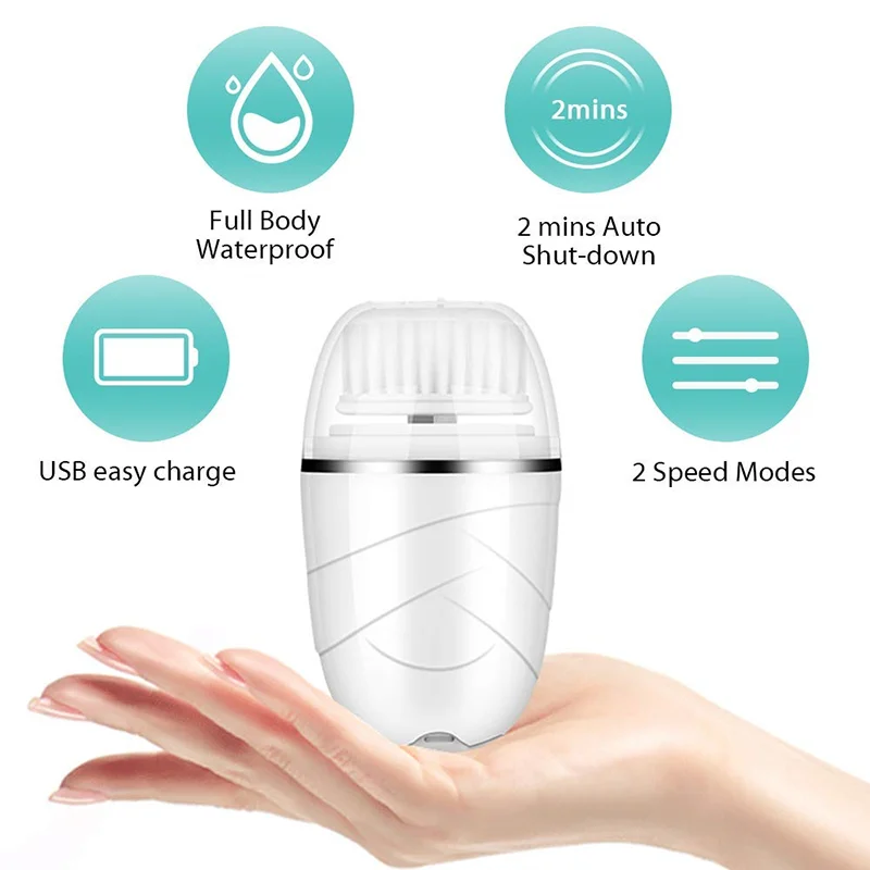 Facial Cleansing Brush Sonic Electric Face Cleanser Waterproof Soft Deep Pore Massage 3 Heads 3 Modes USB Charging