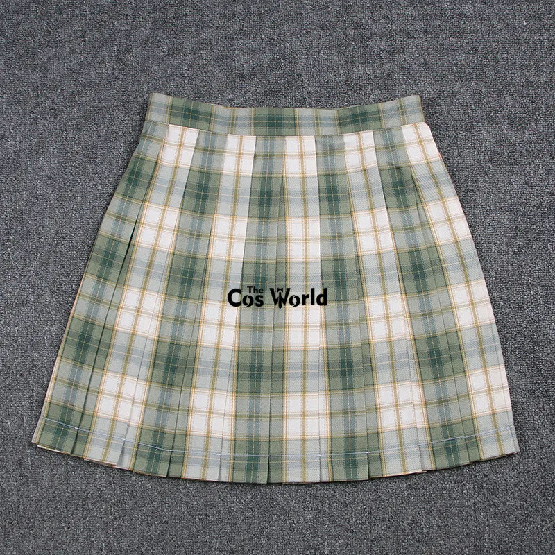 [Maccha Wafer] Girl's Summer High Waist Pleated Skirts Plaid Skirts Women Dress For JK School Uniform Students Cloths