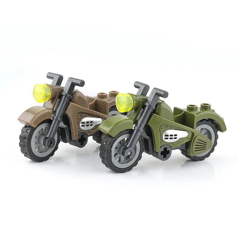 WW2 Motorcycle Building Block Modern Off-road Harley Military Figure Accessories Vehicle Two-wheeled Motorcycle MOC Toys C305