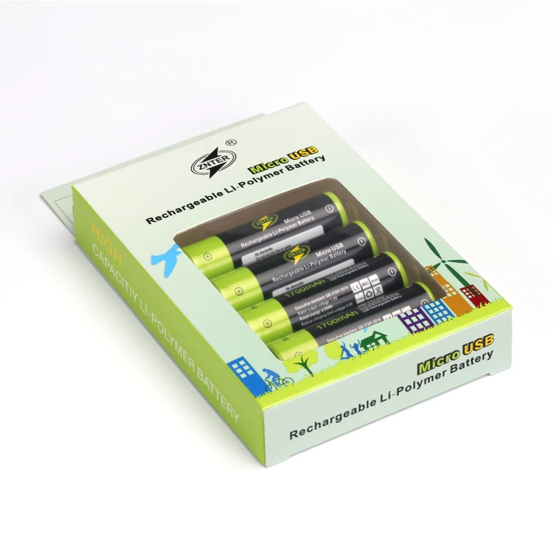 ZNTER 2550mwh USB 1.5V AA 1250MAh Polymer Li-Po Usb Sạc Lithium Li-ion Pin Usb 2 Giờ Sạc Nhanh Thả Vận Chuyển