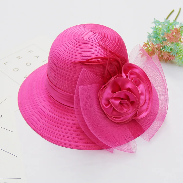 GOHYPDUG Royal Wedding Hats for Women Elegant Headwear Hair Accessories Handmade Flowers Cap Flower Feather Hat