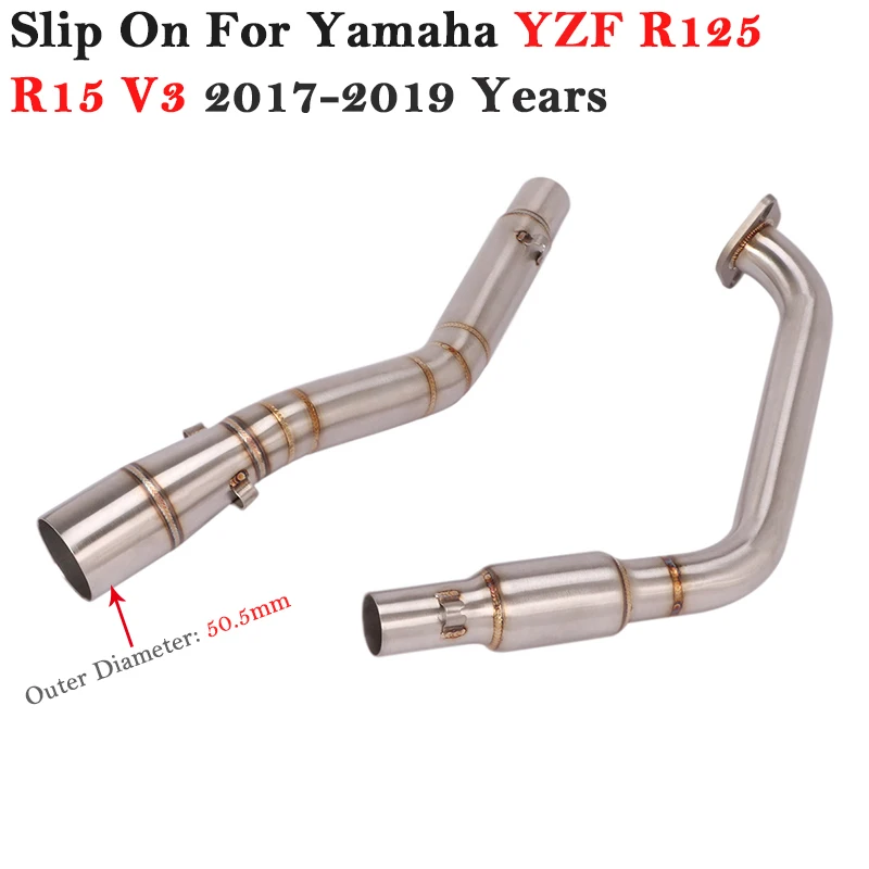 Motorcycle Exhaust Pipe Escape Slip On For Yamaha YZF R15 R125 V3 V4 2017 - 2021 YZF-R15 MT-15 Muffler Front Middle Link Pipe