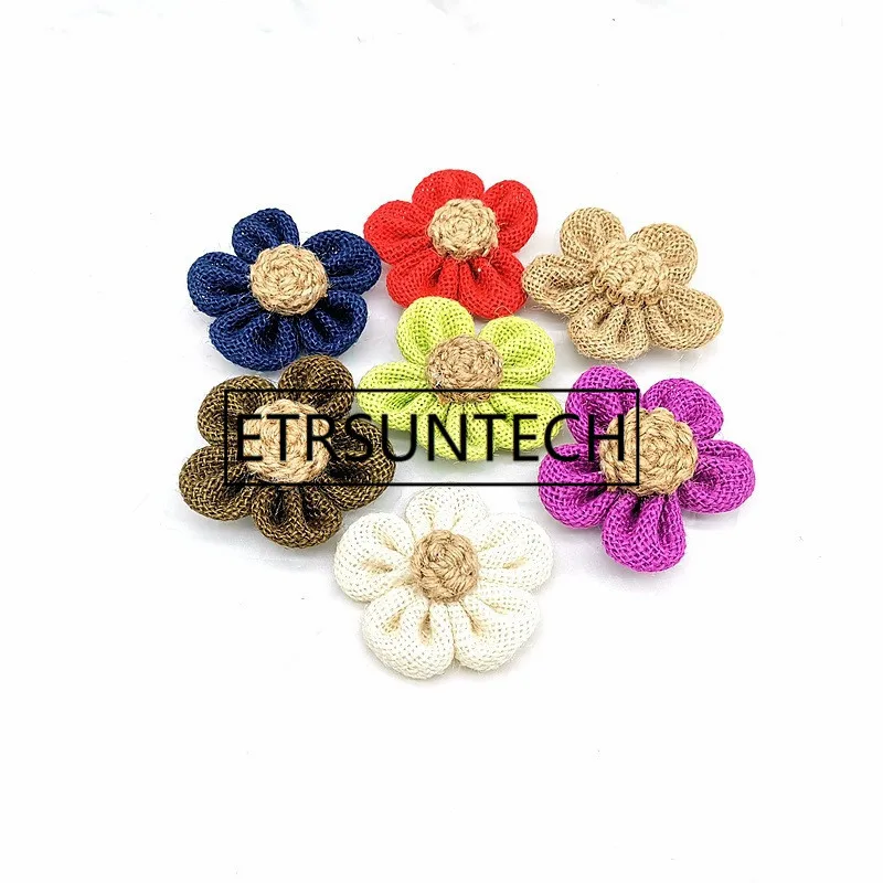 200pcs Burlap Crafts Flower Weeding Festival Christmas Decoration Decoration Shose Cloth Flower Crafts Gift Wrapping Wholesale