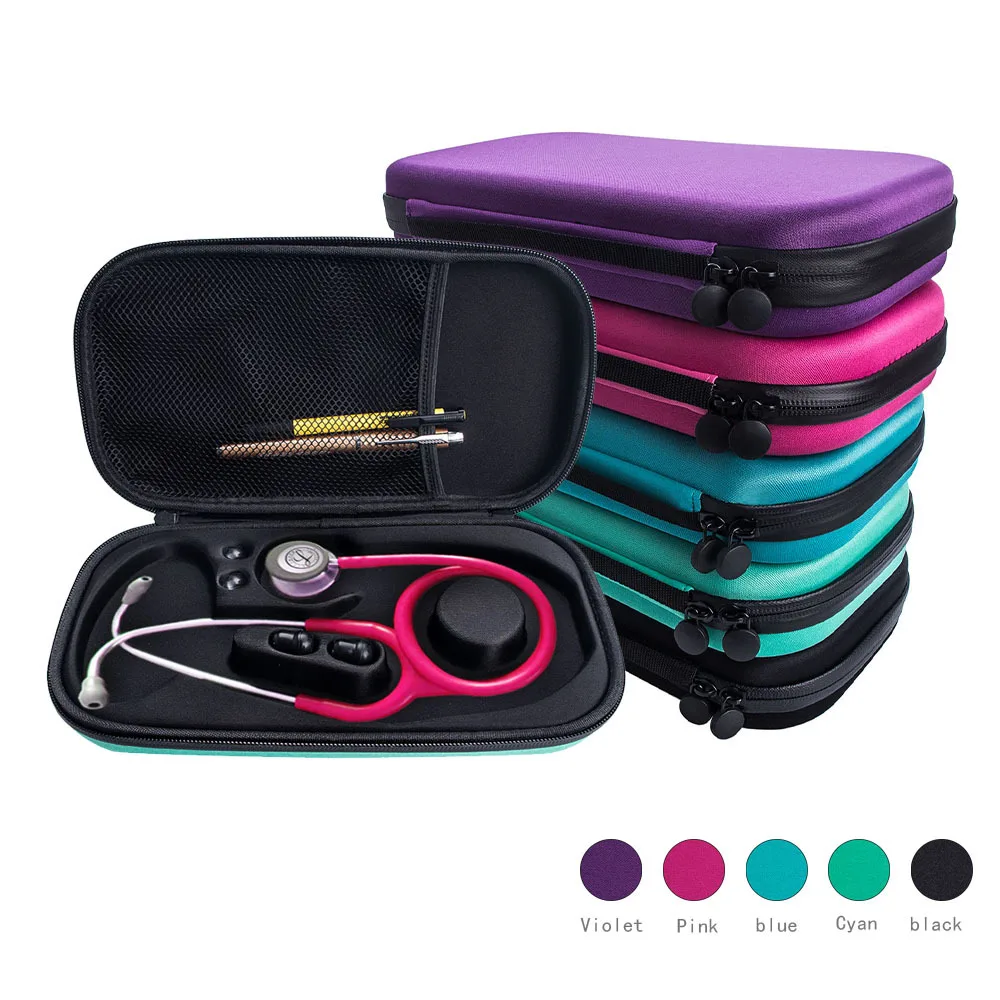 Portable Stethoscope Storage Box Carry Travel EVA Case Hard Drive Pen Holder Medical Multifunction Mesh Pocket Protect Organizer